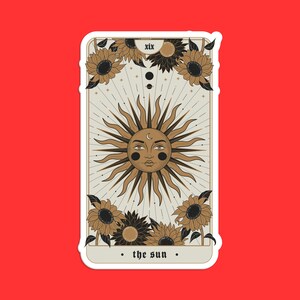 La pegatina de la carta del Tarot del Sol, Diseño de Tarot Místico, Positividad y Vitalidad, Pegatina Oculta Espiritual
