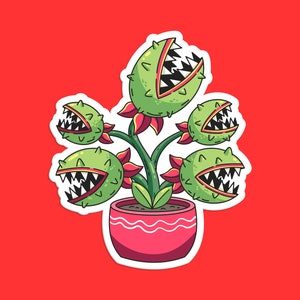 Funny Venus Flytrap Sticker, Cartoon Carnivorous Plant Decal for Laptops, Water Bottles, and Cars