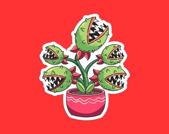 Funny Venus Flytrap Sticker, Cartoon Carnivorous Plant Decal for Laptops, Water Bottles, and Cars