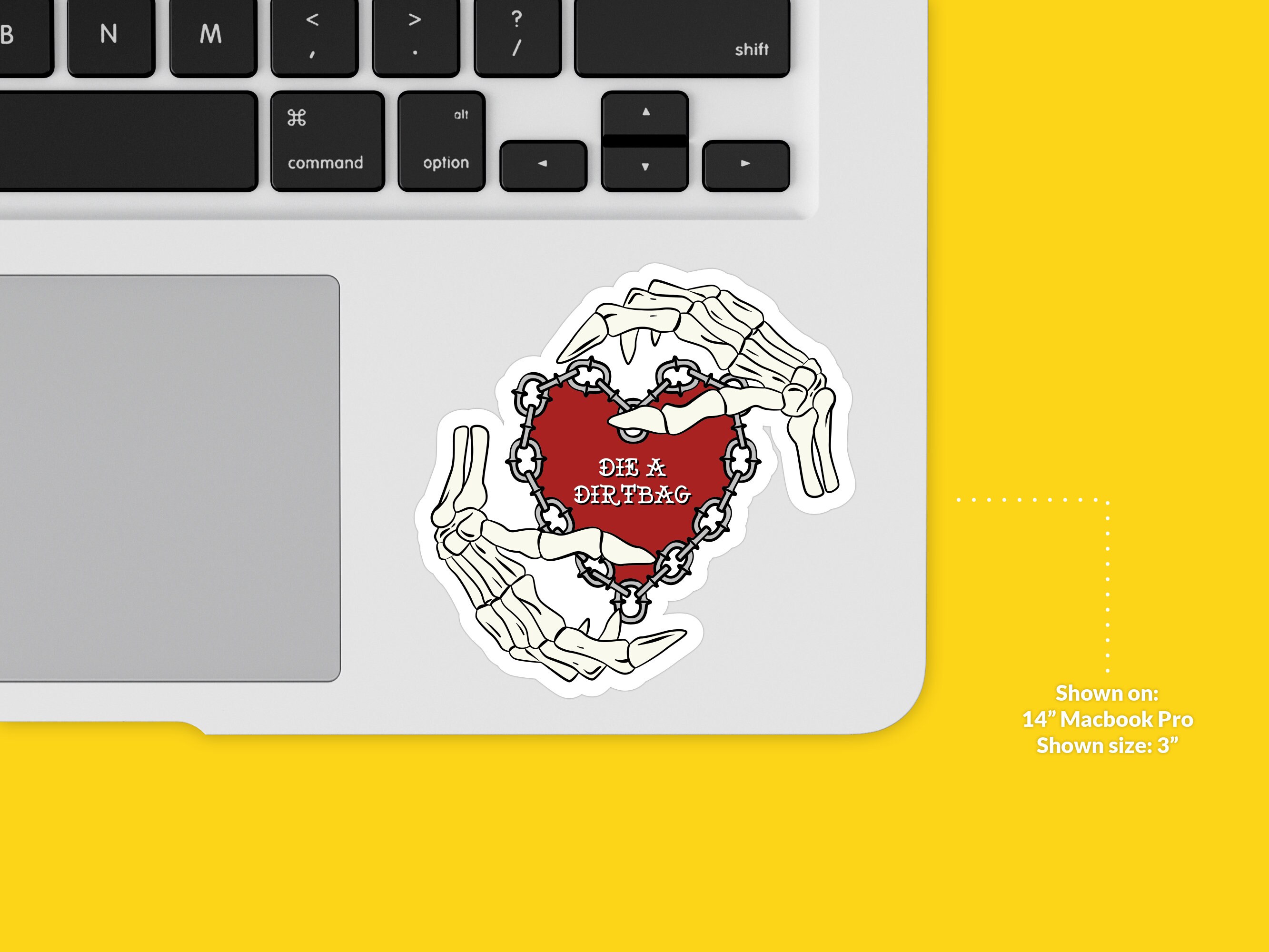 Skeleton Heart Love Hands Goth Vinyl Sticker - Till Death Design For Laptops & Decor