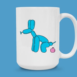 Taza con forma de perro y globo, divertida taza de café con dibujos animados, diseño divertido y extravagante, regalo único, taza para amantes de los globos, 12 oz o 15 oz