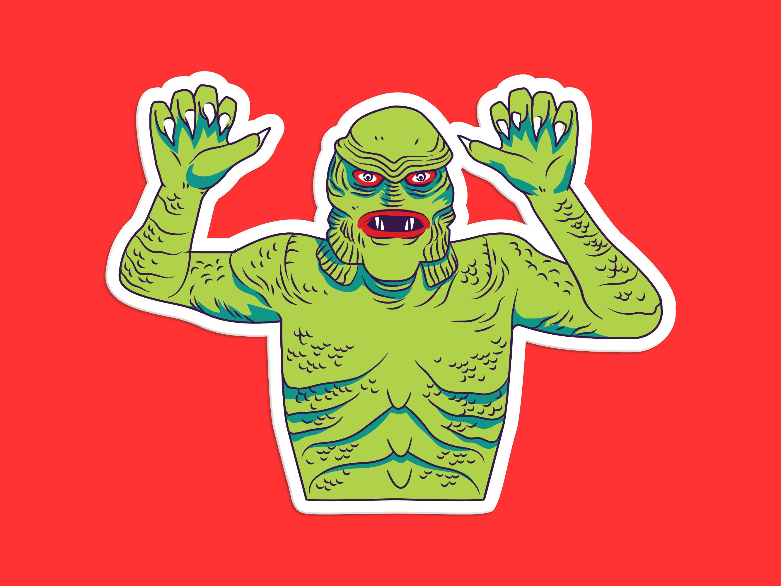 Creature from the Black Lagoon Sticker, Classic Monster Design, Horror Movie Decal