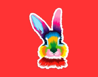 Colorful Rabbit Sticker: Vibrant Animal Art Decor