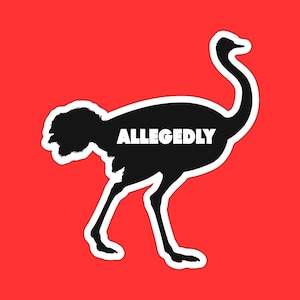 Allegedly Ostrich Sticker, Funny Silhouette Decal, Witty Animal Sticker