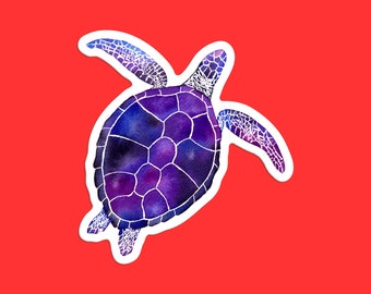 Turtle Sticker - Sea Turtle Vinyl Decal - Watercolor Marine Life Art