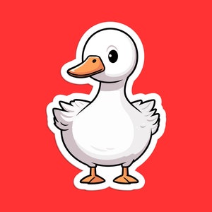 Duck Sticker, Cartoon Duck, Cute Animal Art, Playful Duck Illustration