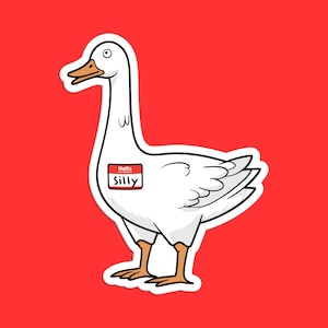 Dummer Gans Aufkleber, lustiger Gans Aufkleber, schrullige Tierkunst, humorvolle Karikatur, einzigartiges Gänse-Design, niedlicher Gänse-Aufkleber, spielerischer Aufkleber