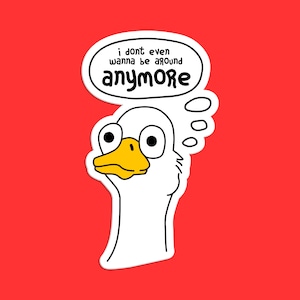 Pegatina de ganso dramático, Expresión divertida de ganso, Ganso con bocadillo, Arte de ganso de dibujos animados, Pegatina de pájaro humorístico