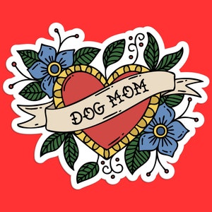 Dog Mom Tattoo Sticker: Floral Heart, Pet Lover Art