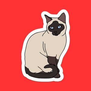 Siamese Cat Sticker, Elegant Siamese Cat Decal, Blue-Eyed Siamese, Classic Siamese Cat Illustration, Exotic Cat Sticker