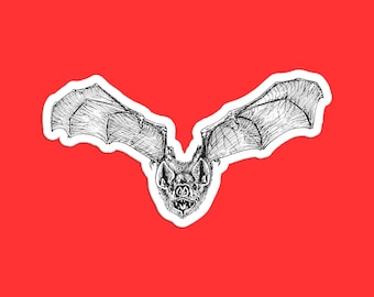 Bat Sticker, Wildlife Art, Gothic Decor, Halloween Illustration