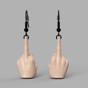 Middle Finger Earrings, Bold Handmade Jewelry, Unique Statement Earrings, Funny Quirky Earrings - Hypoallergenic Dangle Earrings