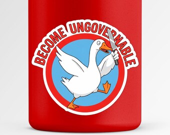 devenez une oie ingouvernable de Zazzle.be Liste d'envies Vous avez des idées ? en vinyle drôle de canard rebelle | Sticker oiseau chaotique pour ordinateur portable | Cadeau anarchiste