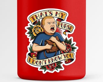 That’s My Purse I Don’t Know You Sticker | Funny Self Defense Quote Vinyl Decal | Retro Tattoo Style Roses