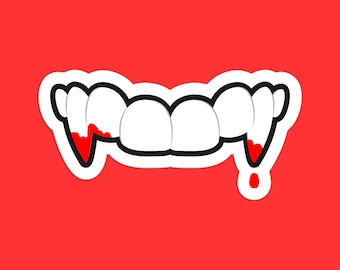 Cartoon Vampire Teeth Sticker: Spooky Gothic Halloween Decor