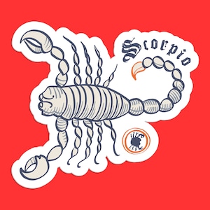 Sticker signe astrologique Scorpion : symbole du scorpion vintage, art astrologique