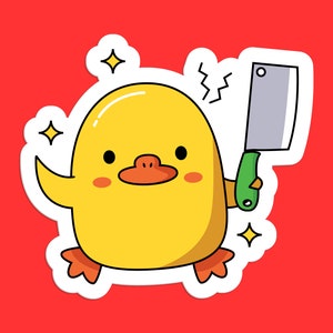 Duck with Butcher Knife Sticker - Funny Cartoon Duck