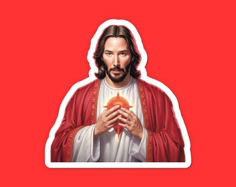 Keanu Reeves Jesus Sticker - Funny Celebrity Religious Sticker