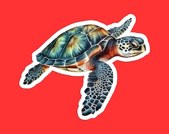 Sea Turtle Sticker - Realistic Marine Life Vinyl Decal for Car, Laptop, and Water Bottle