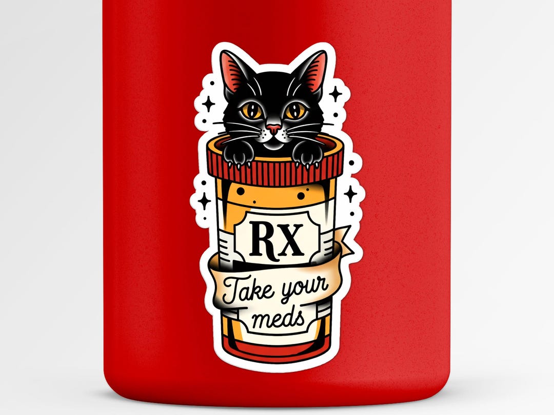 Medication Reminder Cat Sticker | 