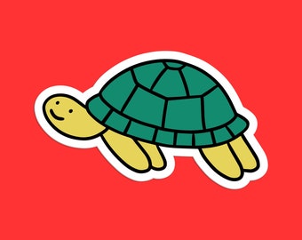 Linda pegatina de tortuga - Calcomanía de vinilo de tortuga de dibujos animados para computadoras portátiles, botellas de agua y más