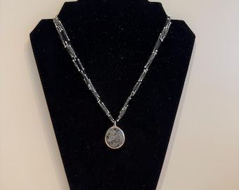 Silpada Feldspar Multi-Strand Necklace N1895 | 925 Sterling Silver & Black Silk Cord | 19” Beaded Necklace | Never Worn (S18) w/ box