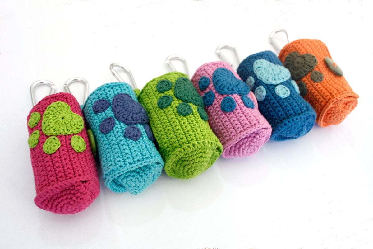 Colorful crochet dog poop bag holder dog poop bag dispenser Etsy