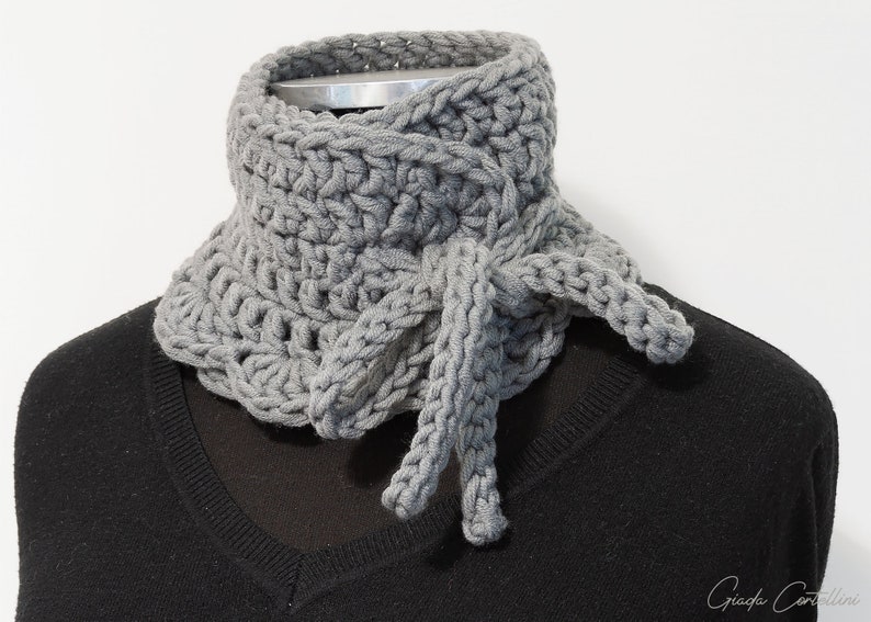 Neck warmer crochet pattern, neck warmer tutorial, crochet cowl pattern, diy crochet cowl, neck warmer pdf pattern, adjustable neck warmer image 2