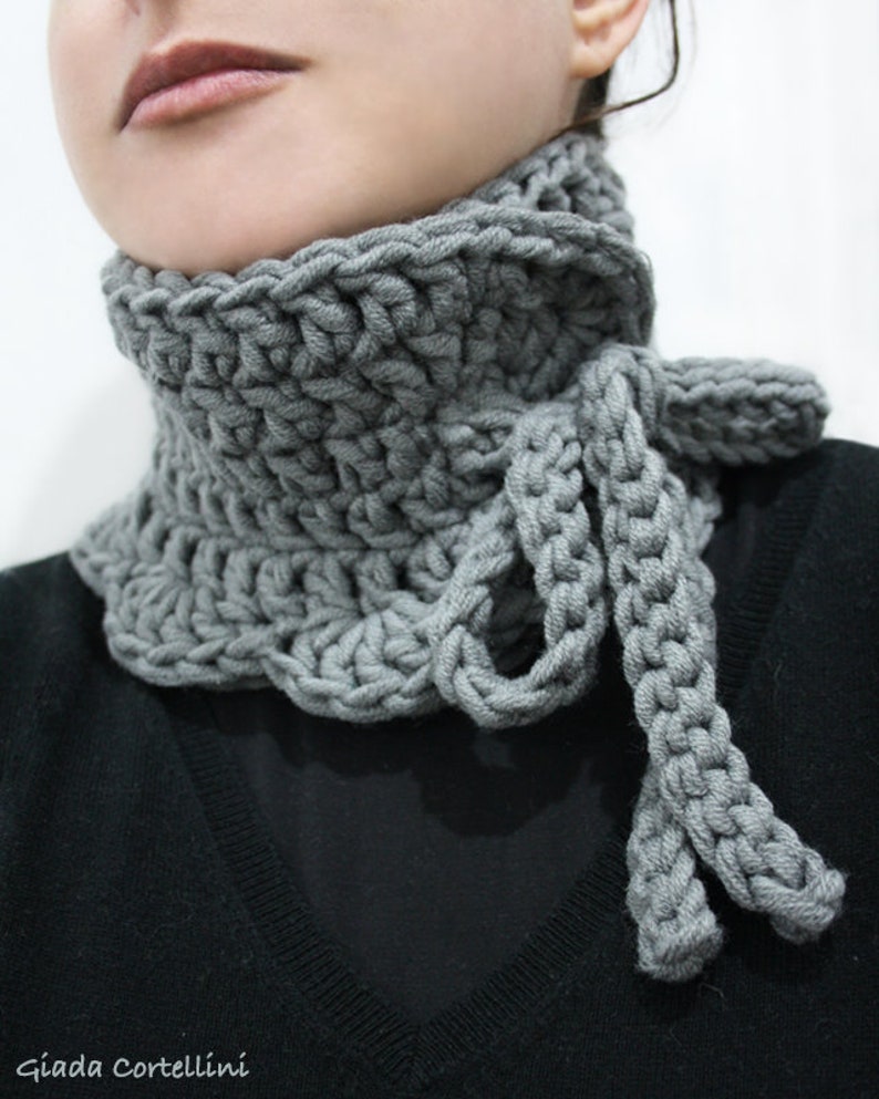 Neck warmer crochet pattern, neck warmer tutorial, crochet cowl pattern, diy crochet cowl, neck warmer pdf pattern, adjustable neck warmer image 4