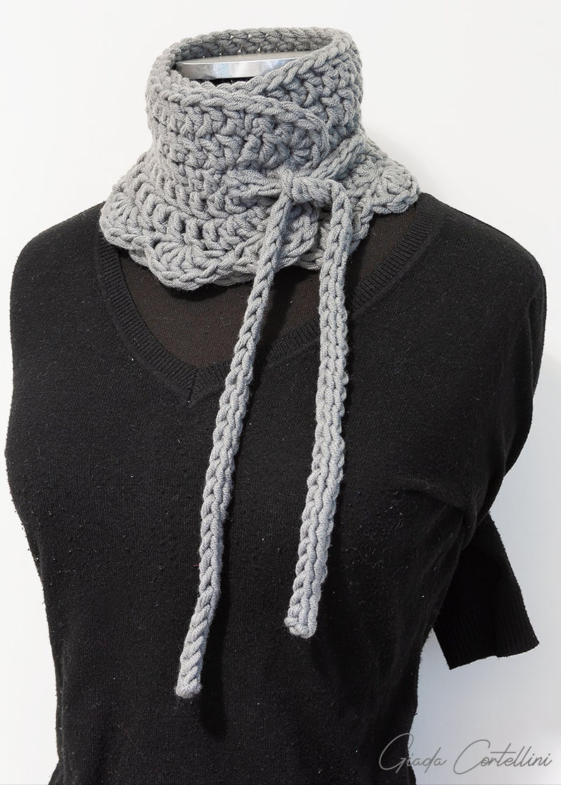 Neck warmer crochet pattern, neck warmer tutorial, crochet cowl pattern, diy crochet cowl, neck warmer pdf pattern, adjustable neck warmer image 3