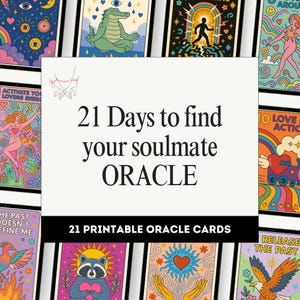 21 Day Soulmate Manifestation Oracle Deck – Printable Affirmation Cards for Love, Self-Discovery, Healing, Law of Attraction + Workbook