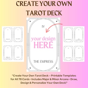 Create Your Own Tarot Deck Printable – 78 Blank Tarot Cards to Draw – DIY Tarot Card Templates PDF – Digital Download, 4 Cards Per Page