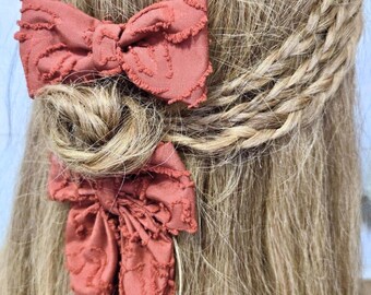 Maple Syrup Mini Bow Set | Handmade Hair Bows with & without Tails | Eco-Friendly Gift Set Beautiful All Year Round