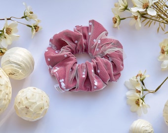 Handmade Red Flower Sequin Scrunchie: Eco-Friendly Hair Accessory