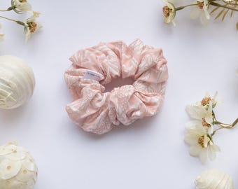 Handmade Pink Floral Scrunchie: Eco-Friendly Hair Accessory
