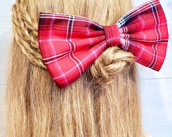 Handmade Jumbo Plaid Hair Bow | Statement Bow | Substainable Gift