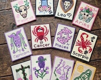 Zodiac Embroidered Iron On Patch | Original Astrology Horoscope Applique Signs