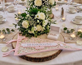 Personalised Wedding Pennant Banner | Custom Anniversary Keepsake Wall Art