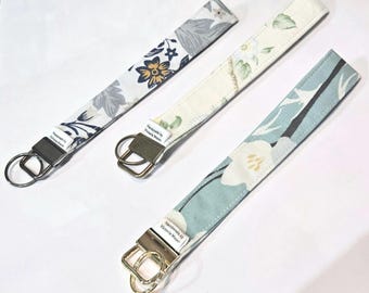 Floral Key Fob Wristlet | Upcycled Fabric Keychain Holder