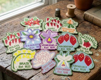 South America National Flower Embroidered Patch – Botanical Iron-On Travel Keepsake UK Made