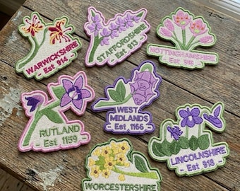 Midlands of England County Iron On Patches | Nottinghamshire, Derbyshire, West Midlands & More | Embroidered Appliqué | UK Travel Badge