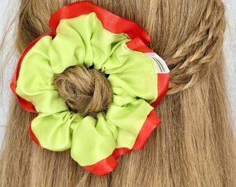 Grinch Inspired Scrunchie: Handmade Red Ribbon Hair Accessory