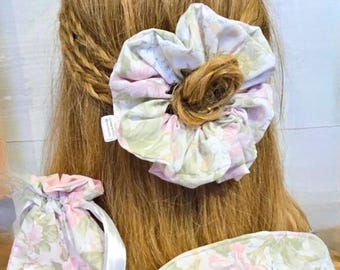 Handmade Quilted Sleep Mask & Scrunchie Gift Set with Matching Bag
