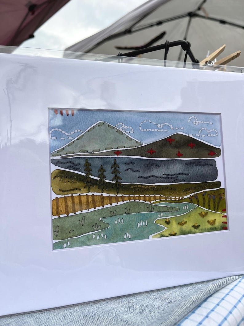 Original mixed media artwork North Carolina landscape print image 4