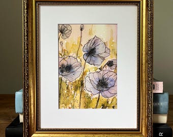 Poppy Flower Print | Watercolor Botanical Wall | Cottagecore Nature Illustration (5x7 Art Print)