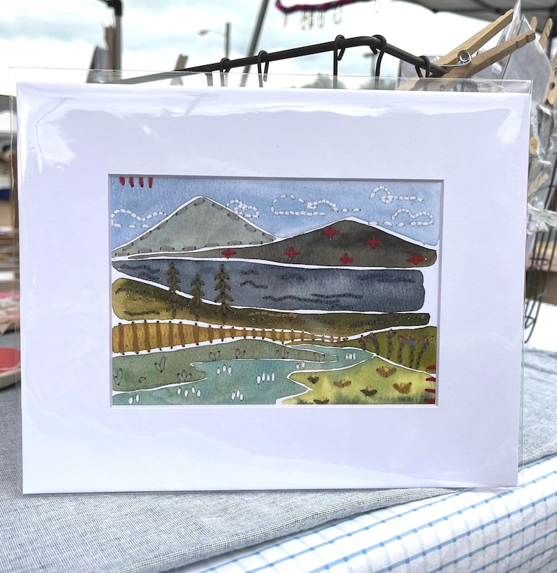 Original mixed media artwork North Carolina landscape print image 2