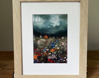 Moody Wildflower Landscape Print | Dark Cottagecore Floral Art (5x7)