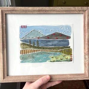 Original mixed media artwork North Carolina landscape print image 1