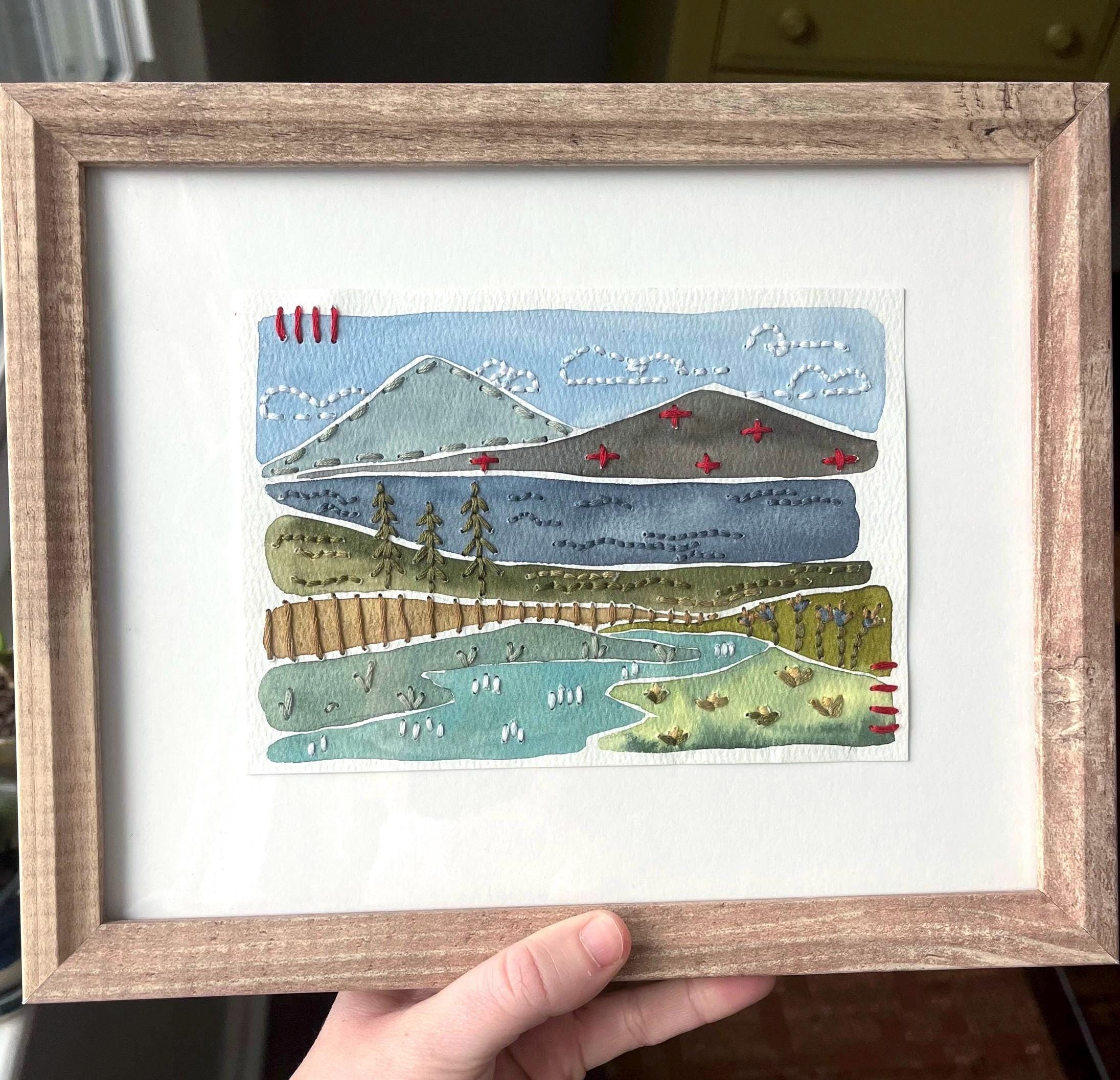 Original mixed media artwork North Carolina landscape print