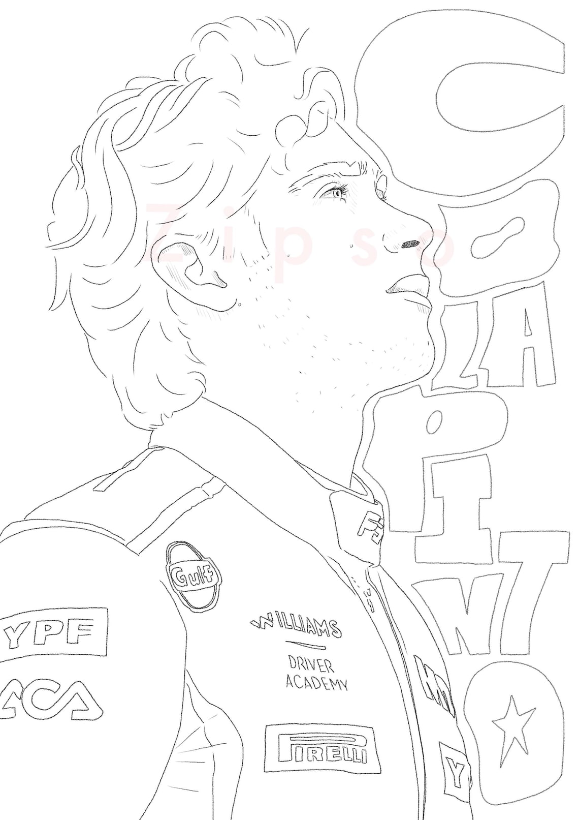 Franco Colapinto Coloring Printables, Williams Poster, F1, Formula 1 ...